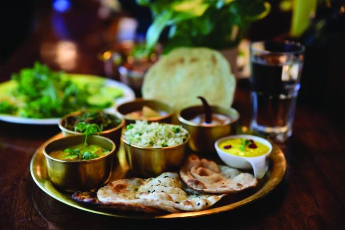 Vegetarian Nepalese thali with paneer curry